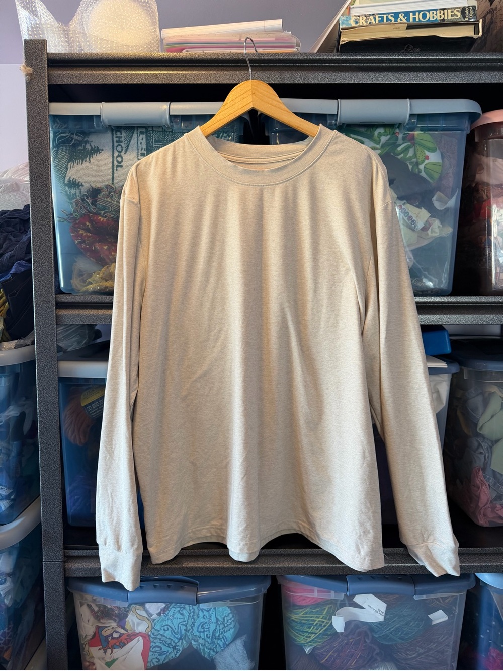 Outdoor Voices Ivory Heathered Heavy Cloud Knit Long Sleeve Crewneck Shirt XXL